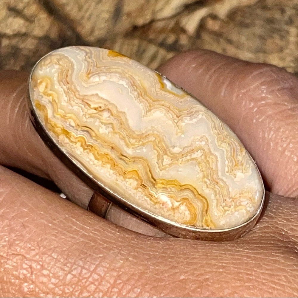 Mexican Agate Crazy Lace Agate Ring Size 7 1/2